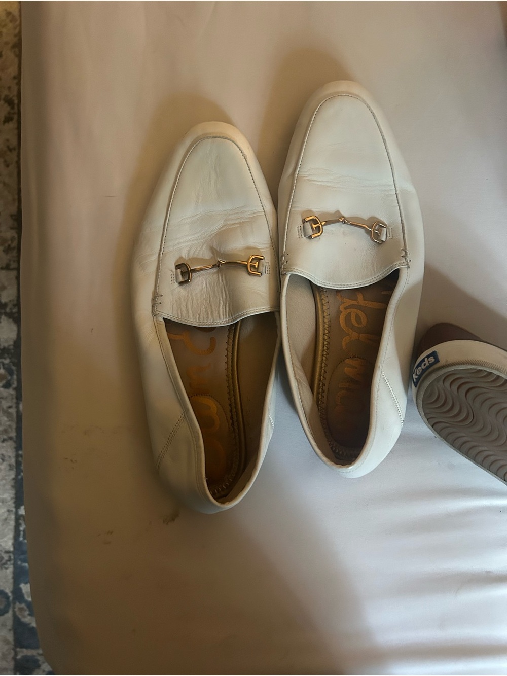 Sam Edelman White Leather Bit Loafers